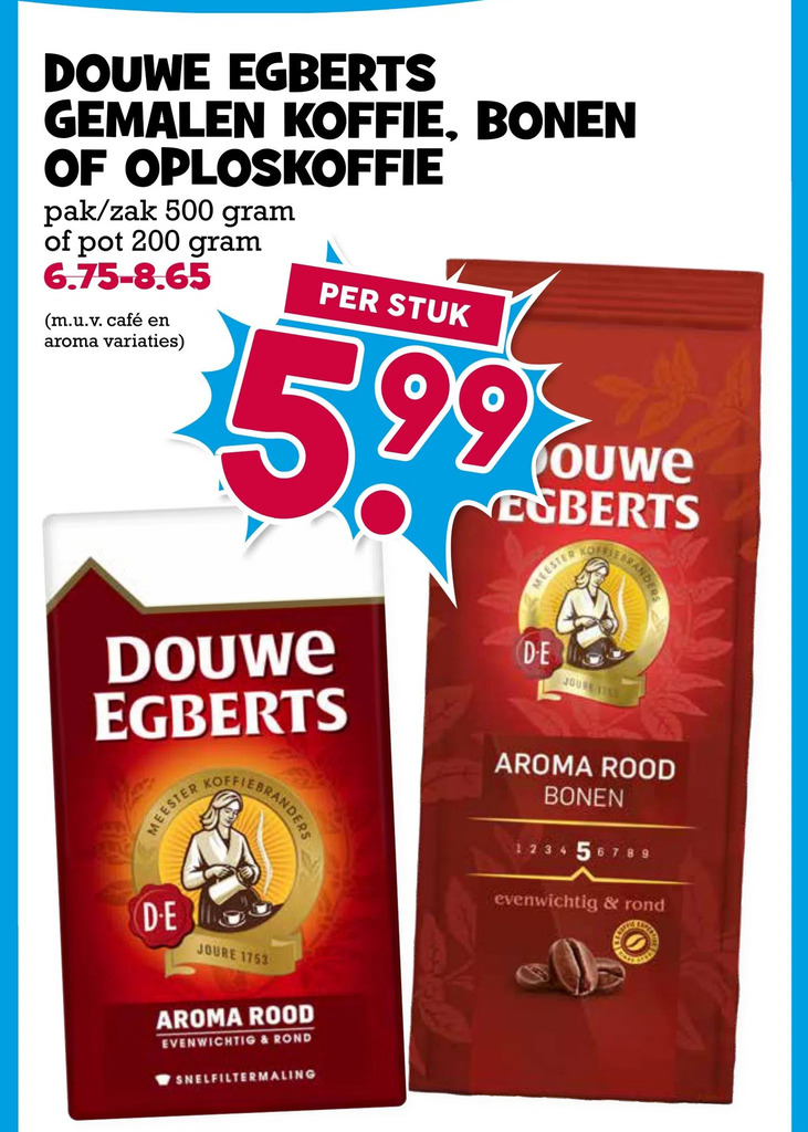 Douwe Egberts Gemalen Koffie Bonen Of Oploskoffie Aanbieding Bij Boon