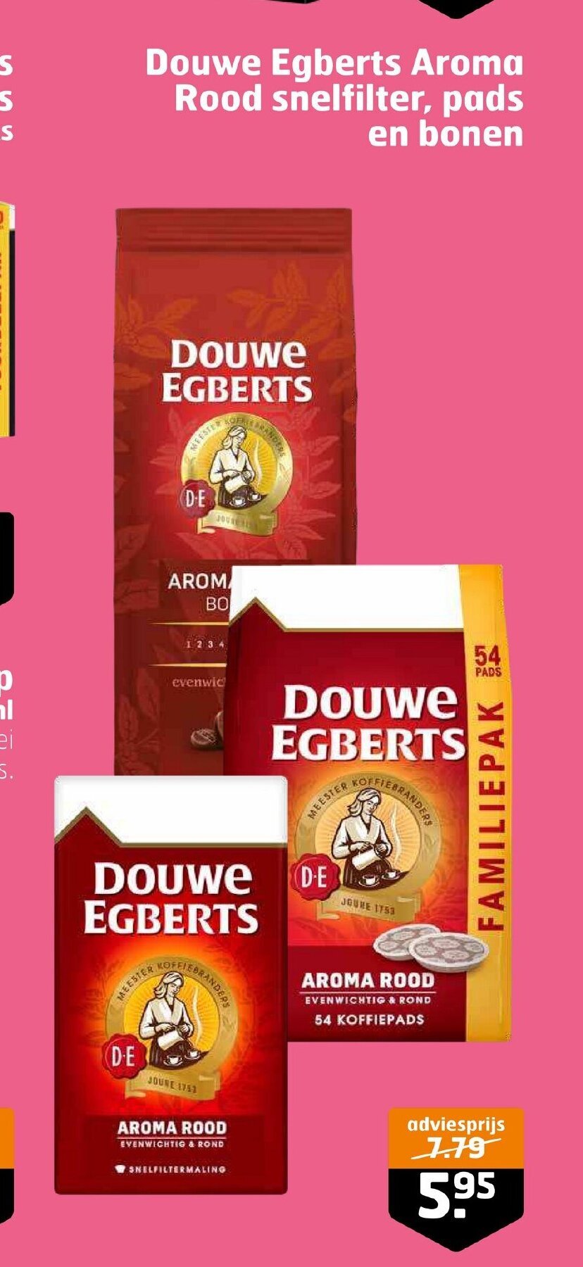 Douwe Egberts Aroma Rood Snelfilter Pads En Bonen Aanbieding Bij