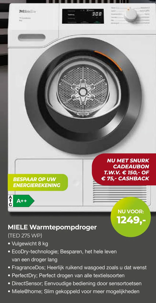 Miele Warmtepompdroger Ted Wp Aanbieding Bij Ep Beerepoot