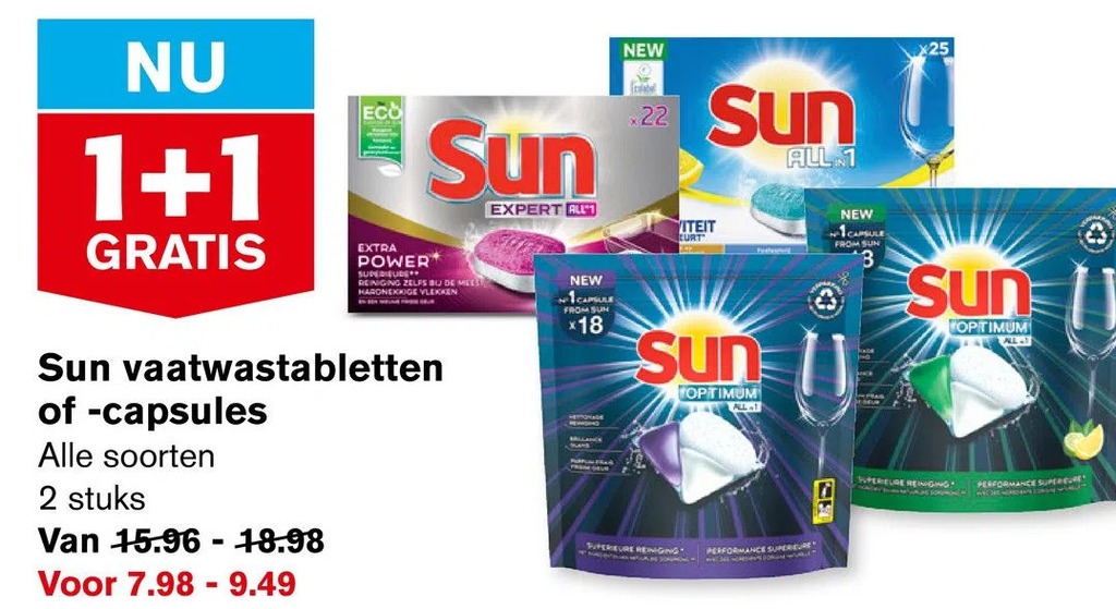 Sun Vaatwastabletten Of Capsules Aanbieding Bij Hoogvliet