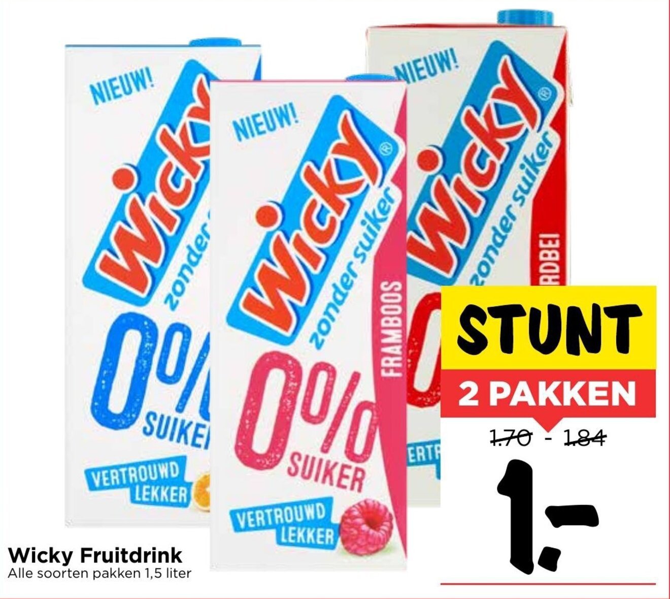 Wicky Fruitdrink 1 5 Liter Aanbieding Bij Vomar