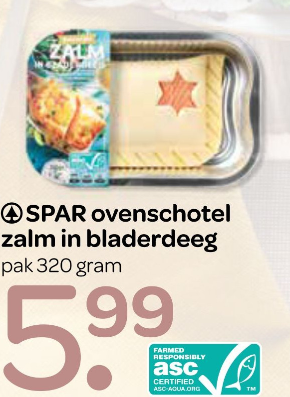 Spar Ovenschotel Zalm In Bladerdeeg G Aanbieding Bij Spar