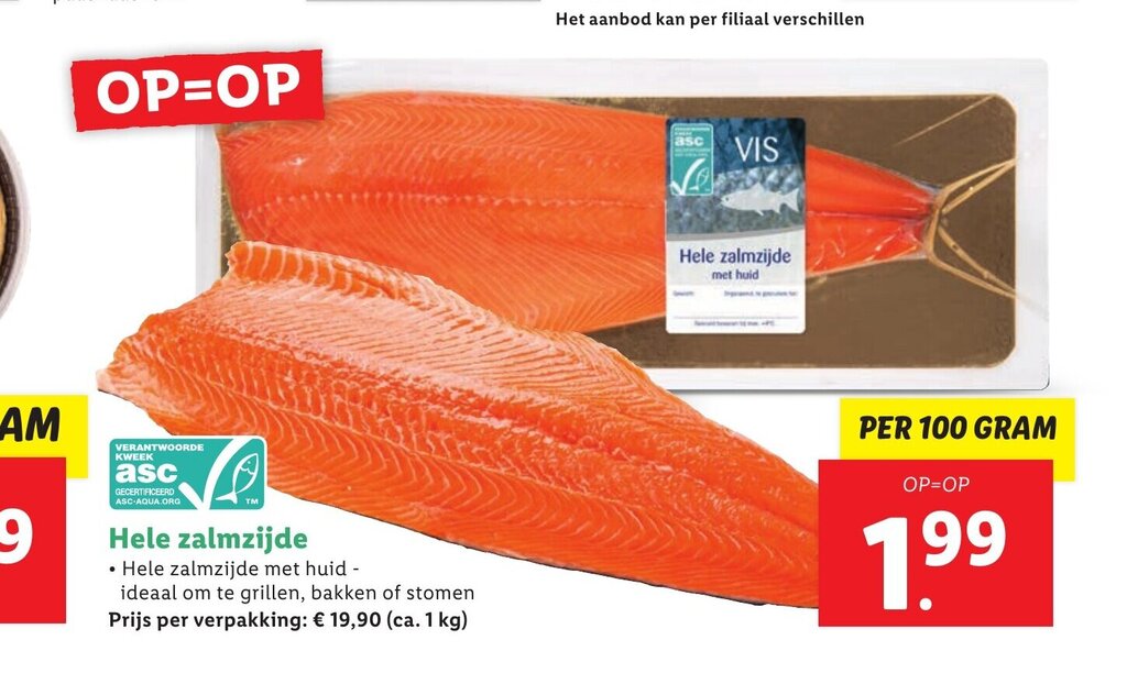 Hele Zalmzijde Per Gram Aanbieding Bij Lidl