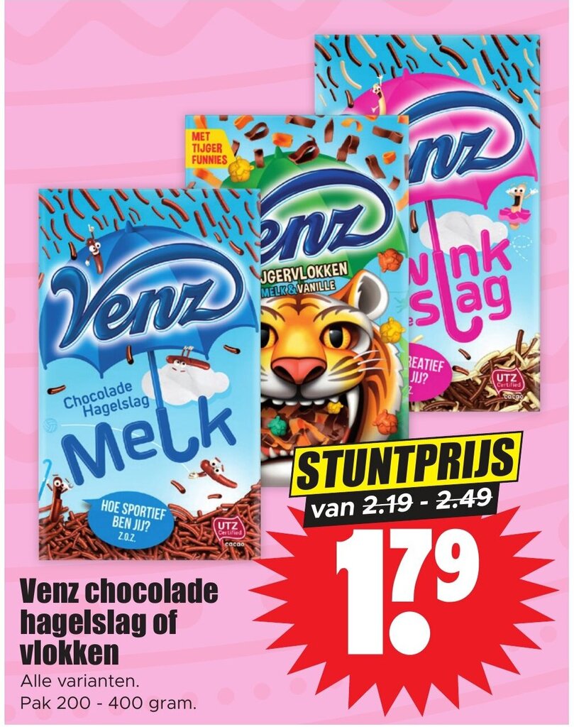 Venz Chocolade Hagelslag Of Vlokken G Aanbieding Bij Dirk