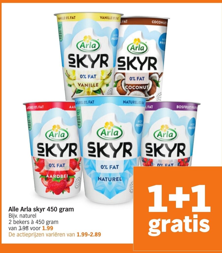 Alle Arla Skyr 450g 1 1 Gratis Aanbieding Bij Albert Heijn