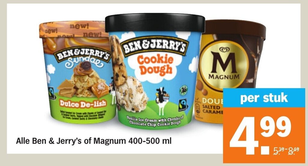 Alle Ben Jerry S Of Magnum 400 500ml Aanbieding Bij Albert Heijn