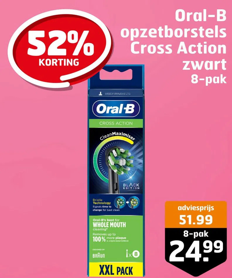 Oral B Opzetborstels Cross Action Zwart Aanbieding Bij Trekpleister