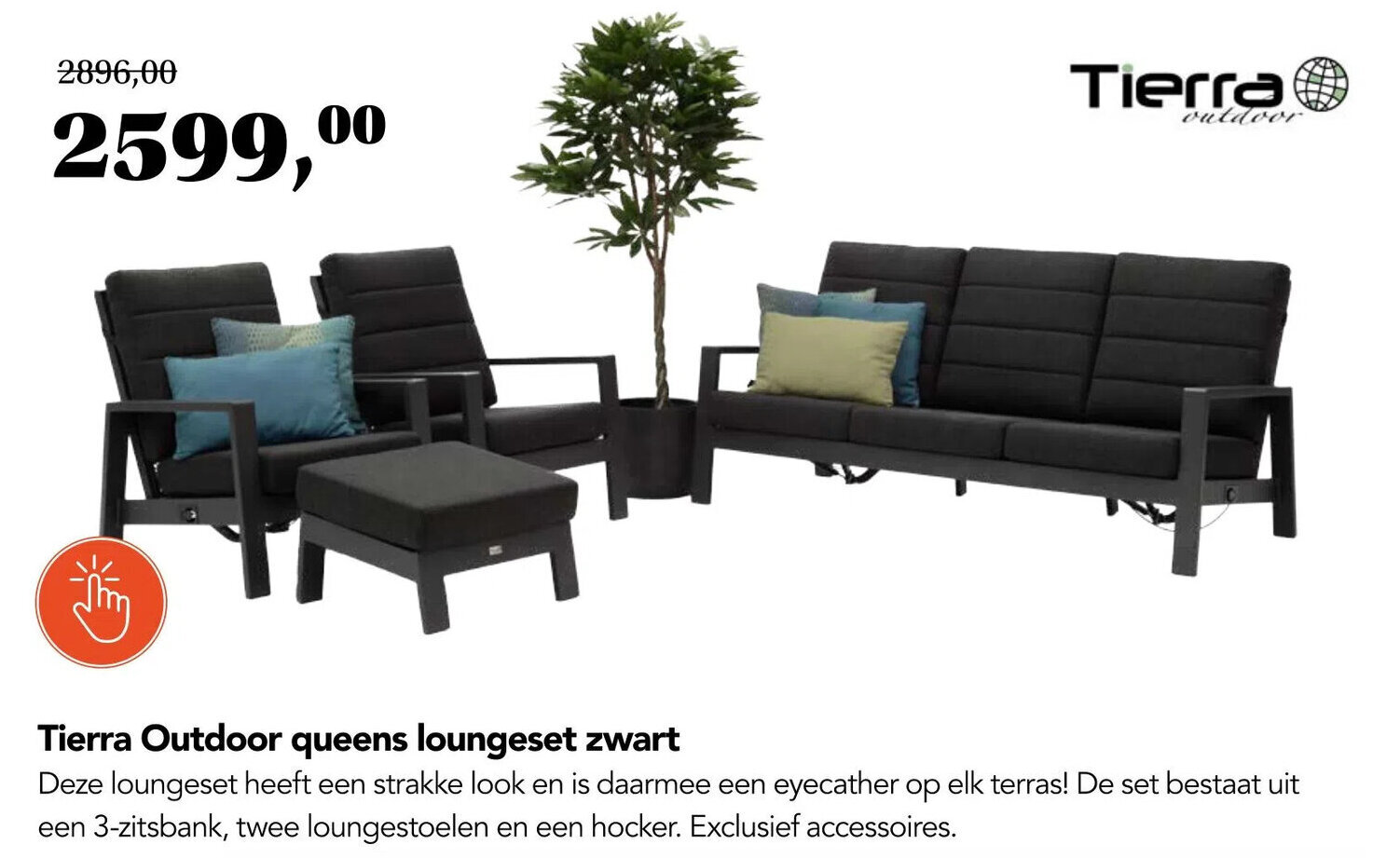 Tierra Outdoor Queens Loungeset Zwart Aanbieding Bij Tuincentrum Osdorp