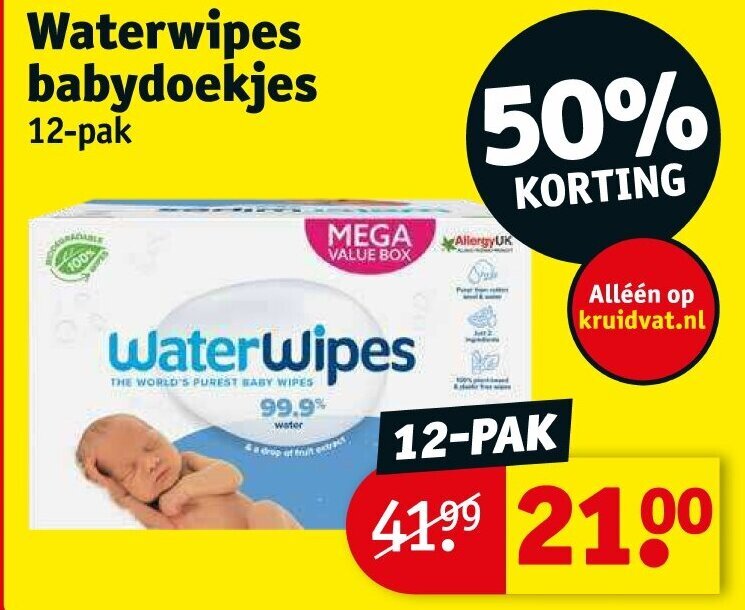 WaterWipes Babydoekjes 12Pak Aanbieding Bij Kruidvat