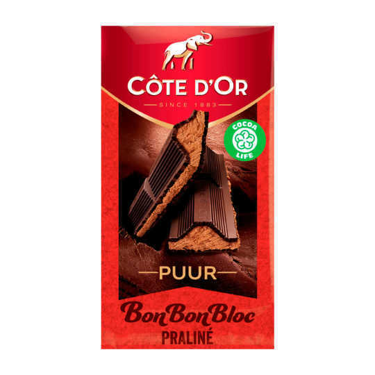 Côte d or bonbonbloc chocolade reep praliné puur aanbieding bij Coop