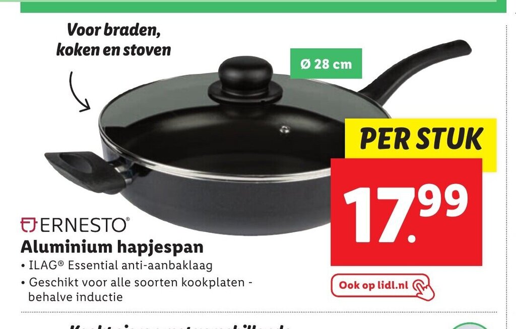 Ernesto Aluminium Hapjespan 28 Cm Aanbieding Bij Lidl