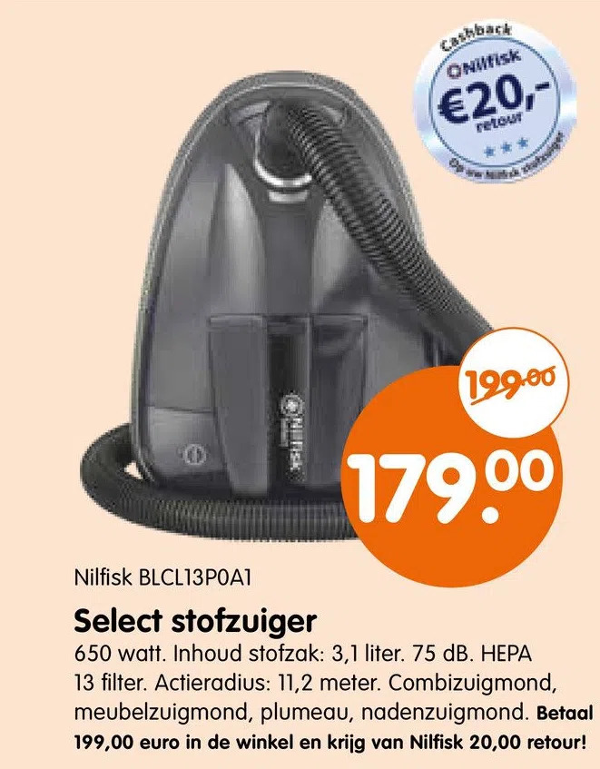 Nilfisk Blcl13poa1 Select Stofzuiger Aanbieding Bij Plentyparts