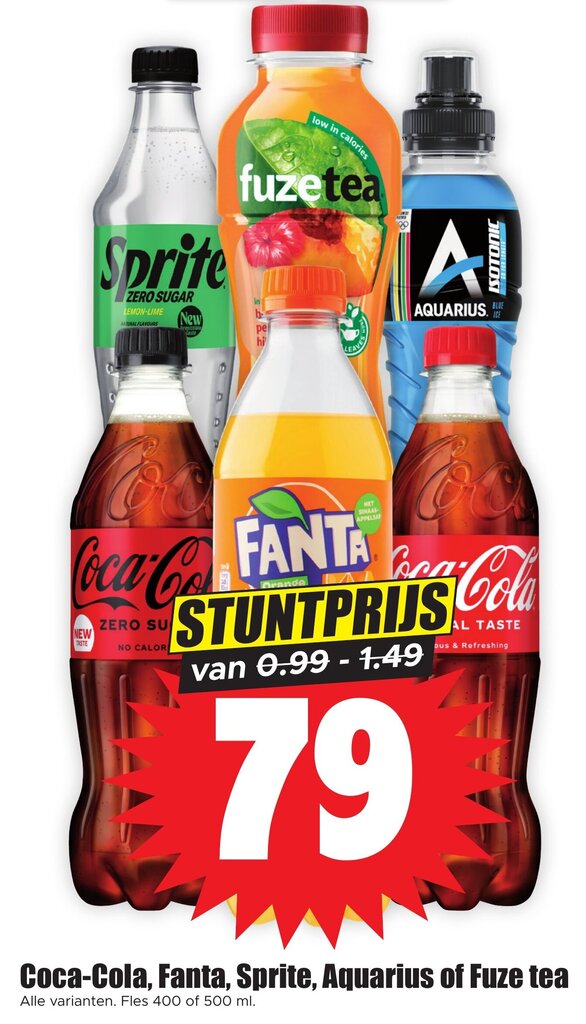 Coca Cola Fanta Sprite Aquarius Of Fuze Tea Ml Aanbieding Bij