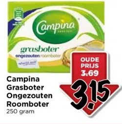 Campina Grasboter Ongezouten Roomboter Aanbieding Bij Vomar Voordeelmarkt