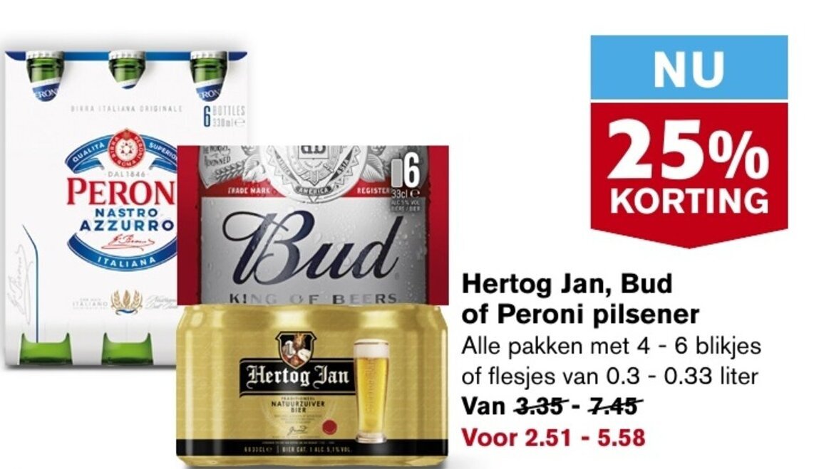 Hertog Jan Bud Of Peroni Pilsener Aanbieding Bij Hoogvliet