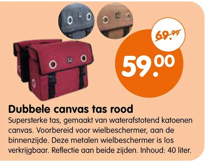 Dubbele Canvas Tas Rood Aanbieding Bij Plentyparts