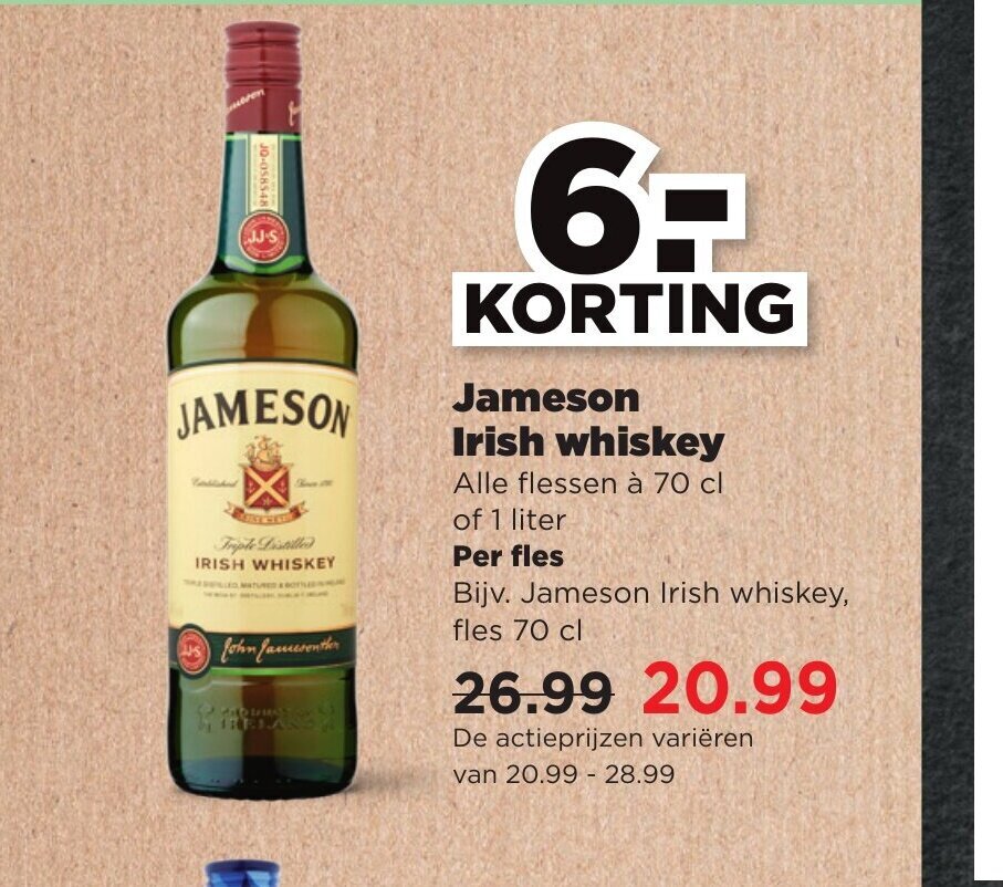 Jameson Irish Whiskey 70 Cl Aanbieding Bij PLUS