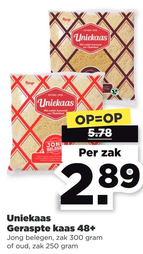 Uniekaas Geraspte Kaas 48 Aanbieding Bij PLUS