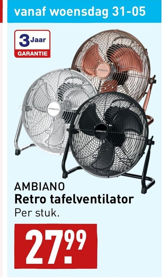 AMBIANO Retro Tafelventilator Aanbieding Bij ALDI