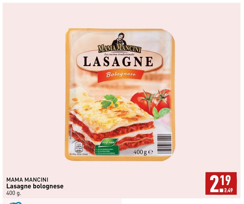 Mama Mancini Lasagne Bolognese G Aanbieding Bij Aldi