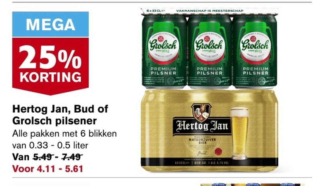 Hertog Jan Bud Of Grolsch Pilsener Alle Pakken Met Blikken Van