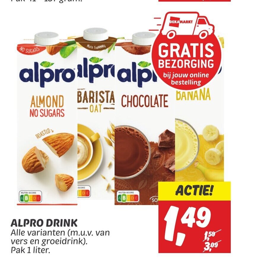 Alpro Drink Liter Aanbieding Bij Dekamarkt