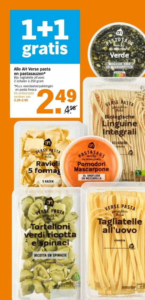 Alle Ah Verse Pasta En Pastasauzen Aanbieding Bij Albert Heijn