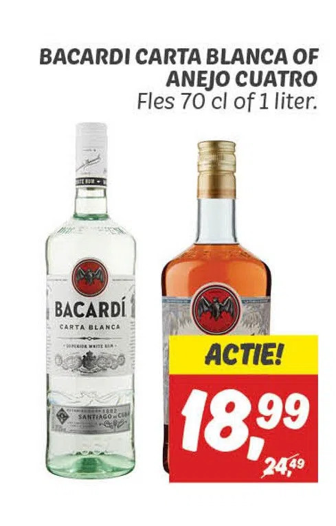 Bacardi Carta Blanca Of Anejo Cuatro Aanbieding Bij Dekamarkt