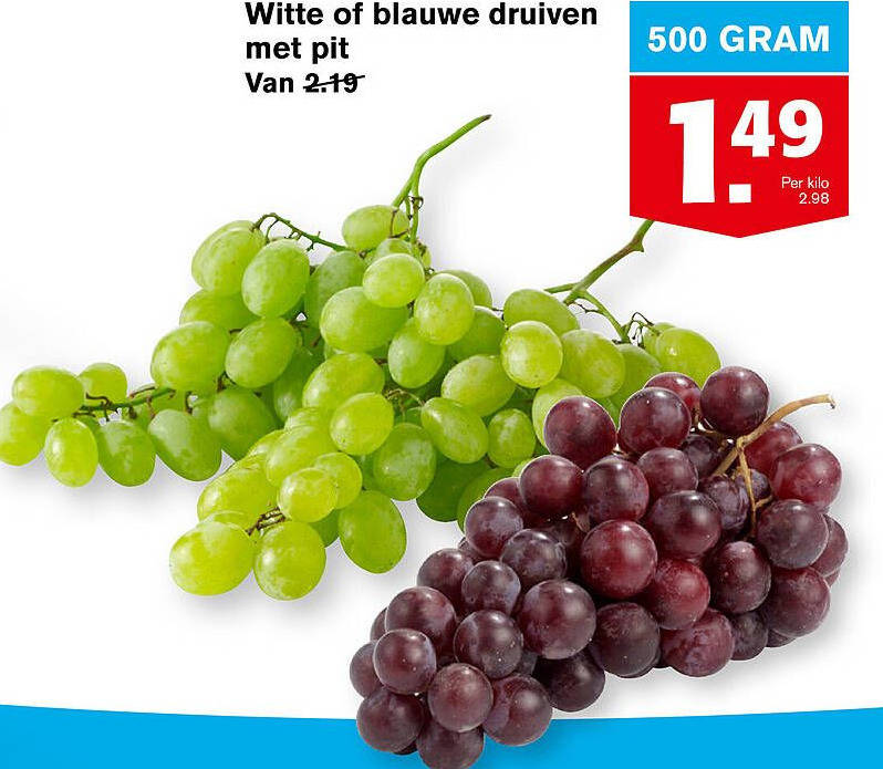 Witte Of Blauwe Druiven Met Pit 500 Gram Aanbieding Bij Hoogvliet