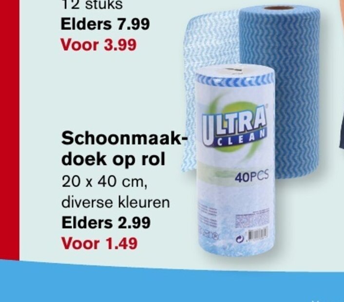 Schoonmaak Doek Op Rol 20 X 40 Cm Diverse Kleuren Aanbieding Bij Hoogvliet