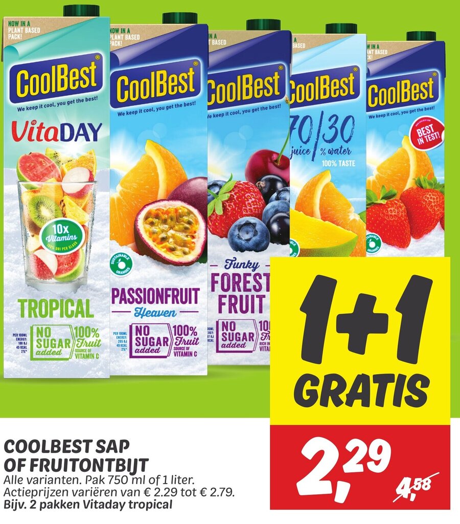 Coolbest Sap Of Fruitontbijt Gratis Aanbieding Bij Dekamarkt