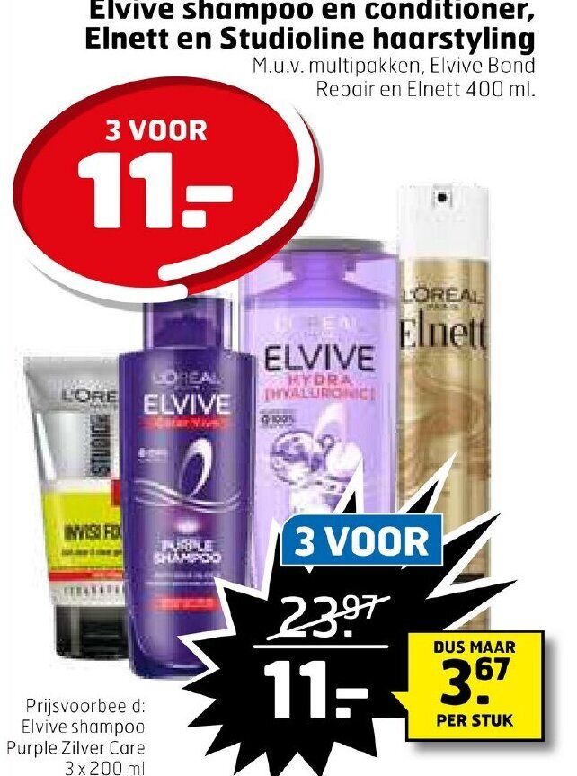 Elvive Shampoo En Conditioner Elnett En Studioline Haarstyling