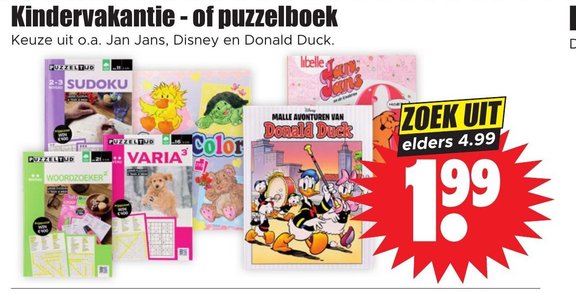 Kindervakantie Of Puzzelboek Keuze Uit O A Jan Jans Disney En Donald