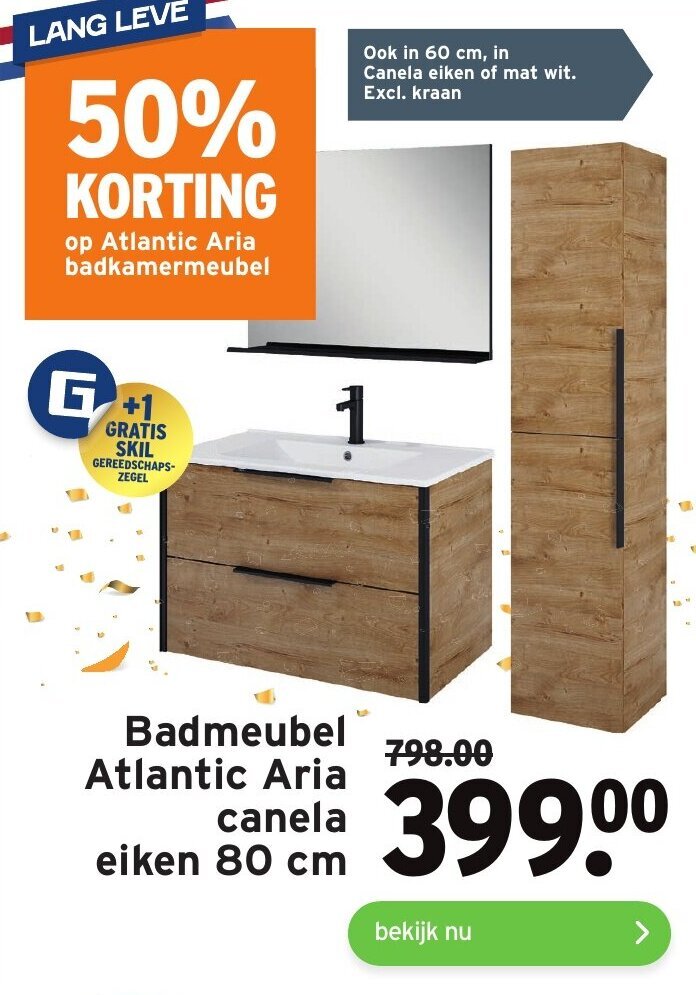 Badmeubel Atlantic Aria Canela Eiken 80 Cm Aanbieding Bij GAMMA