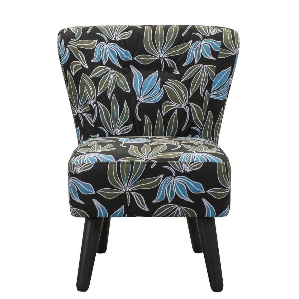 Leen X Mariska Fauteuil Halmstad Stof Leaves Groen Blauw Leen