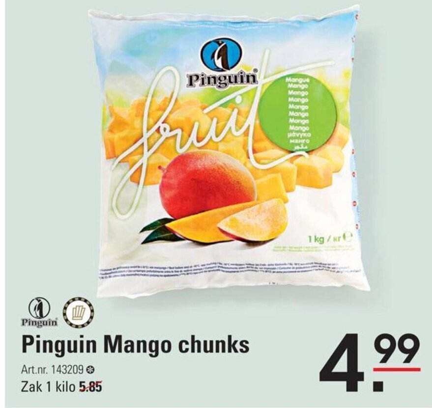 Pinguin Mango Chunks Zak 1 Kilo Aanbieding Bij Sligro