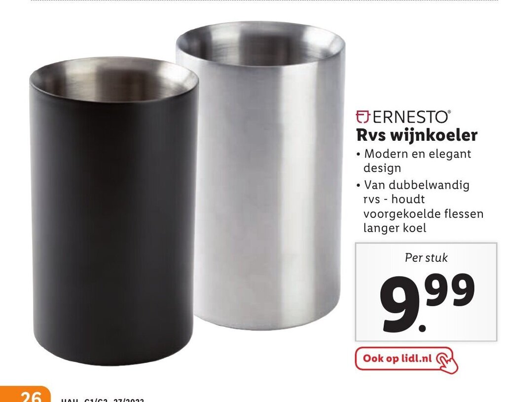 Ernesto Rvs Wijnkoeler Aanbieding Bij Lidl