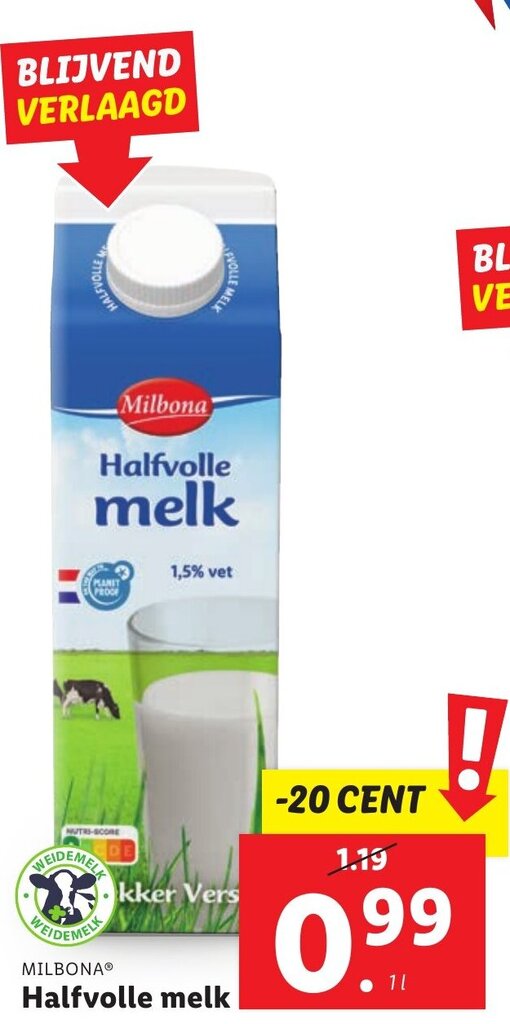 MILBONA Halfvolle Melk 1L Aanbieding Bij Lidl