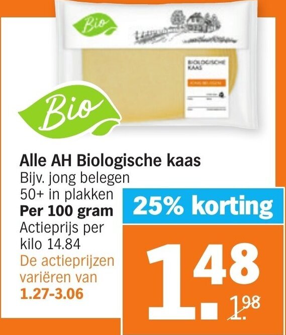 Alle Ah Biologische Kaas Bijv Jong Belegen In Plakken Per Gram