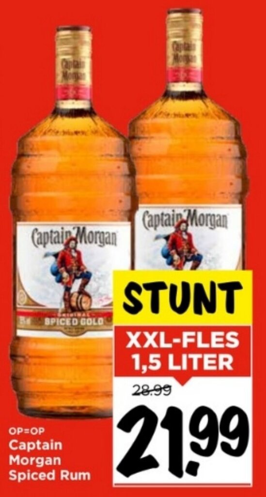 Captain Morgan Spiced Rum Xxl Fles Liter Aanbieding Bij Vomar