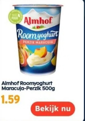 Almhof Roomyoghurt Maracuja Perzik 500g Aanbieding Bij Ochama