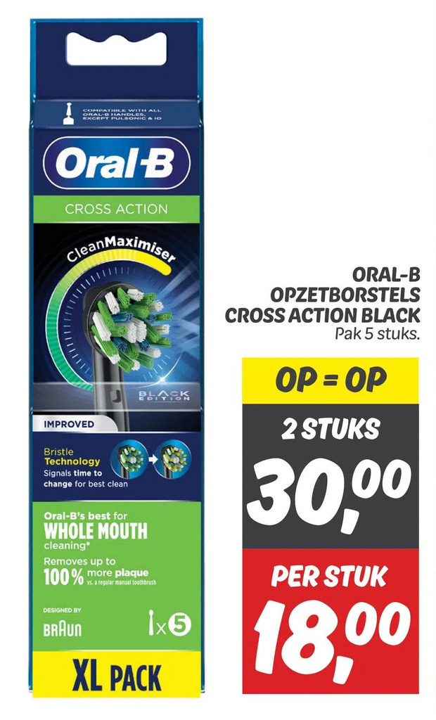 Oral B Opzetborstels Cross Action Black Aanbieding Bij Dekamarkt