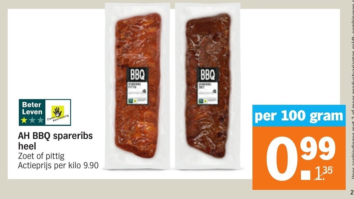 AH BBQ Spareribs Heel 100g Aanbieding Bij Albert Heijn