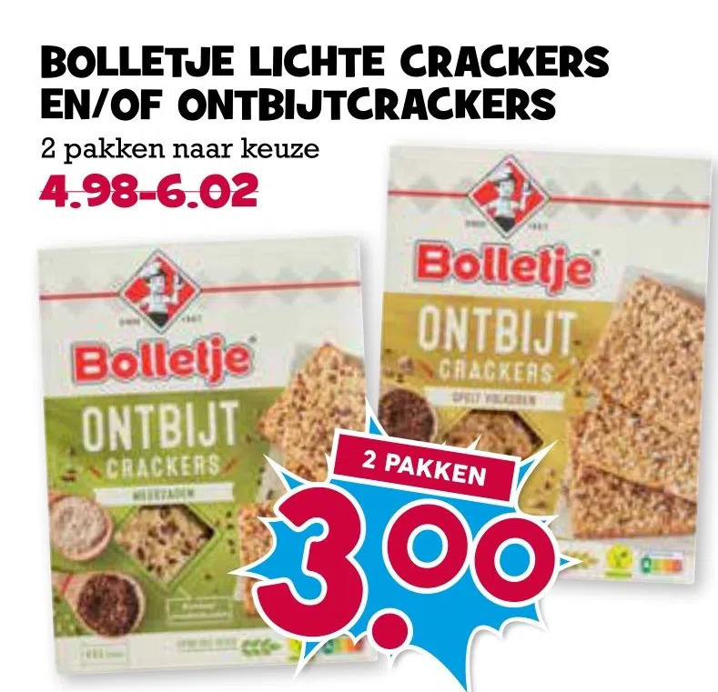 Bolletje Lichte Crackers En Of Ontbijtcrackers Aanbieding Bij Boon S Markt