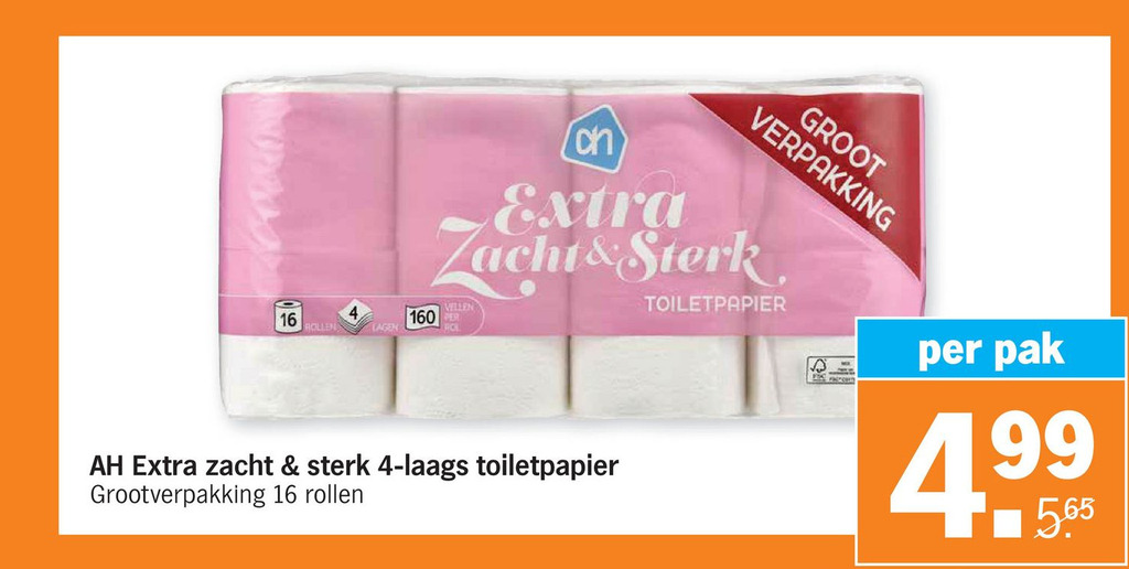 Ah Extra Zacht Sterk Laags Toiletpapier Aanbieding Bij Albert Heijn