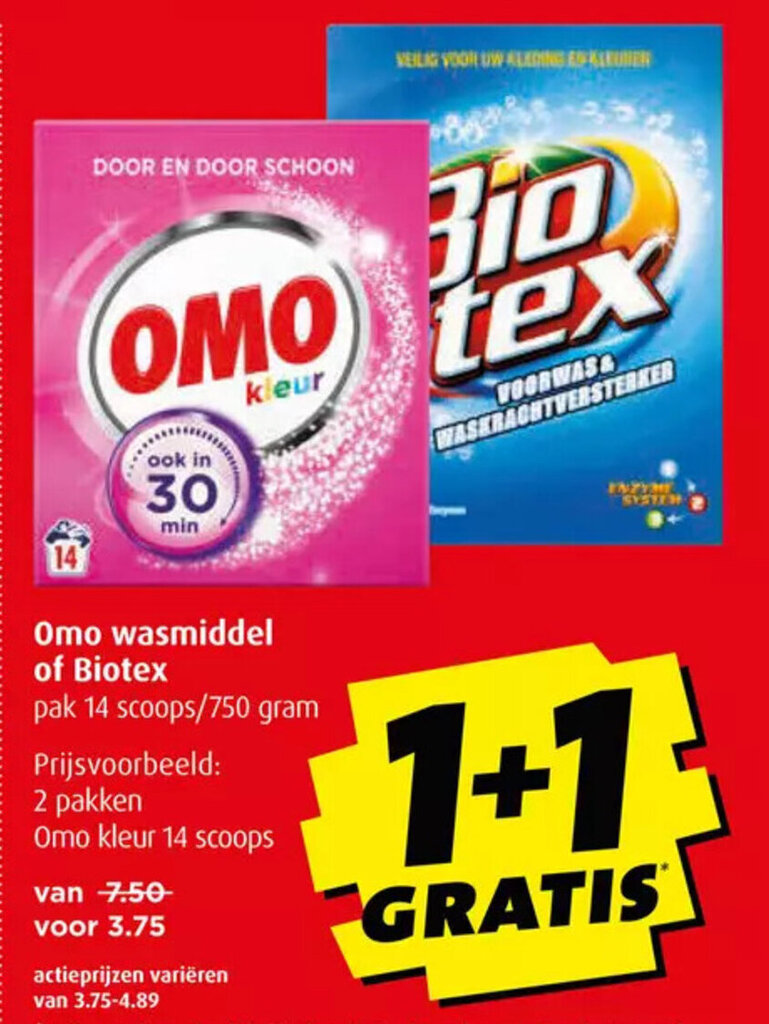 Omo Wasmiddel Of Biotex 750g Aanbieding Bij Boni