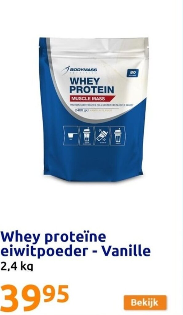 Whey proteïne eiwitpoeder Vanille 2 4 kg aanbieding bij Action