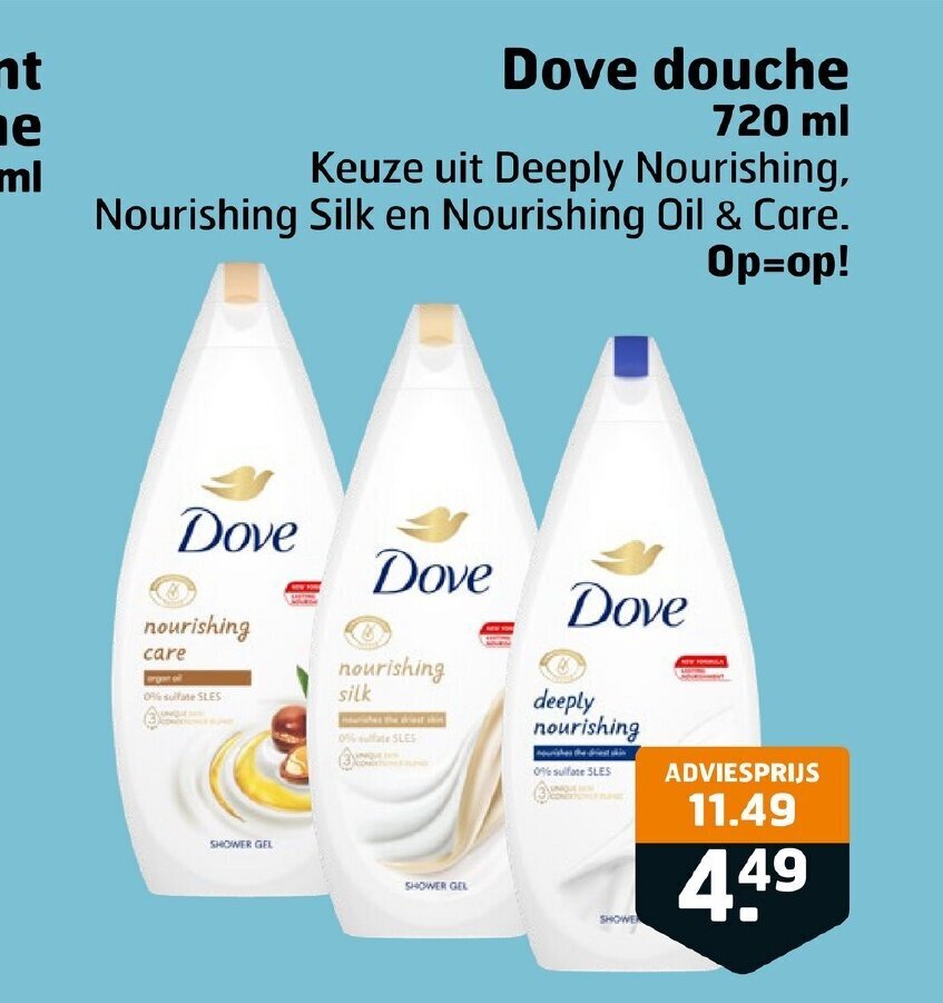 Dove Douche Ml Nourishing Silk En Nourishing Oil Care Aanbieding