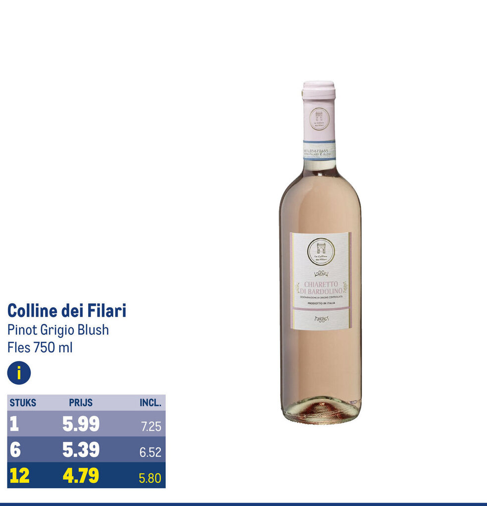 Colline Dei Filari Pinot Grigio Blush Fles 750 Ml Aanbieding Bij Makro