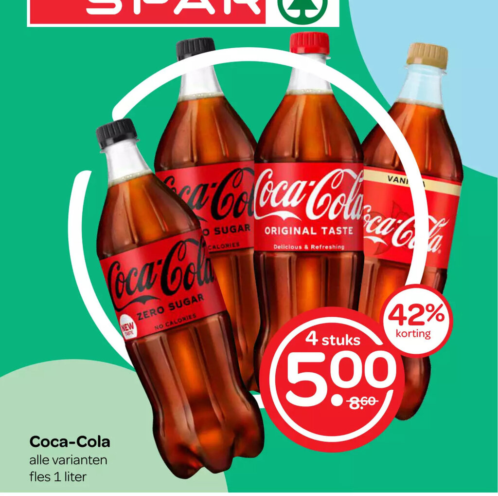 Coca Cola Alle Varianten Fles Liter Stuks Aanbieding Bij Spar